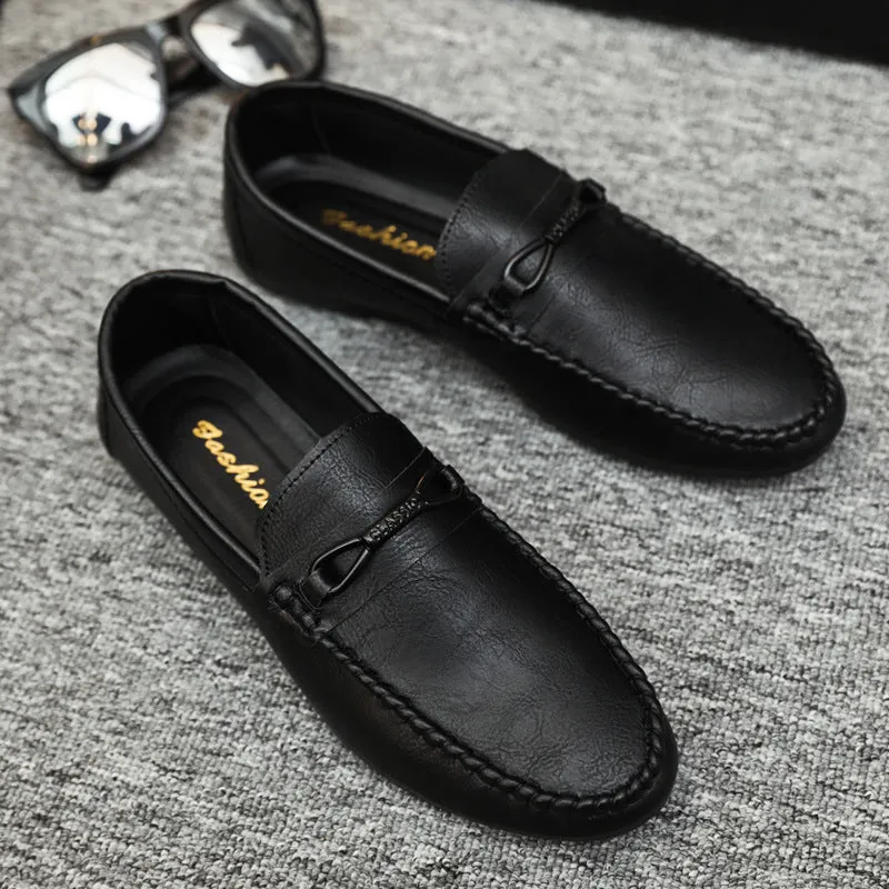2024 summer new loafers men's Korean version of one-pedal lazy breathable driving men's casual leather shoes men's soft soles