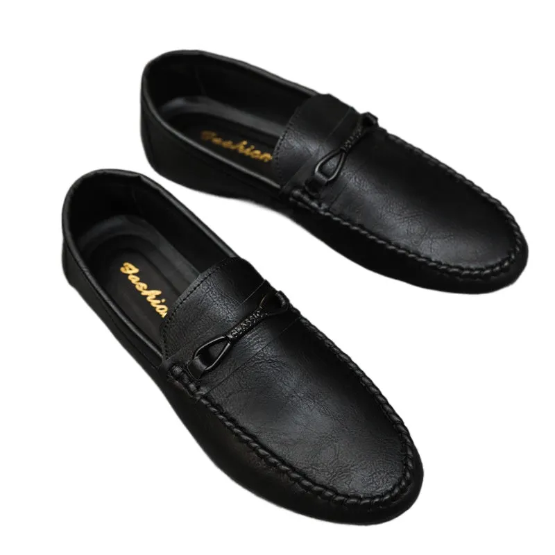 2024 summer new loafers men's Korean version of one-pedal lazy breathable driving men's casual leather shoes men's soft soles