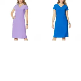 Antthony Women's Short-Sleeve V-Neck Jersey Knit Dress