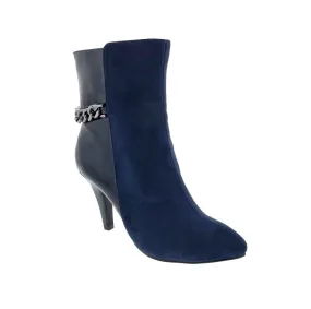 Bellini Chain Women Booties In Navy Micro/patent