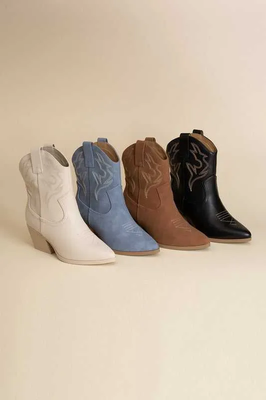 BLAZING WESTERN BLOCK HEEL BOOTIES