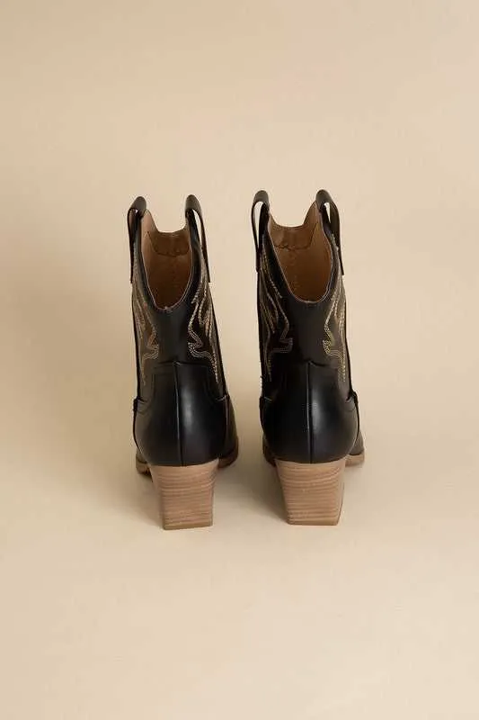 BLAZING WESTERN BLOCK HEEL BOOTIES