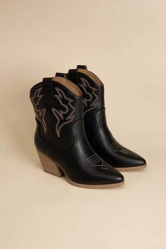 BLAZING WESTERN BLOCK HEEL BOOTIES