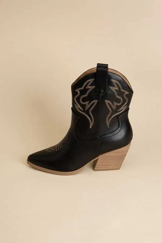 BLAZING WESTERN BLOCK HEEL BOOTIES
