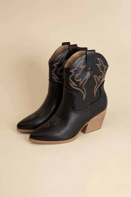 BLAZING WESTERN BLOCK HEEL BOOTIES