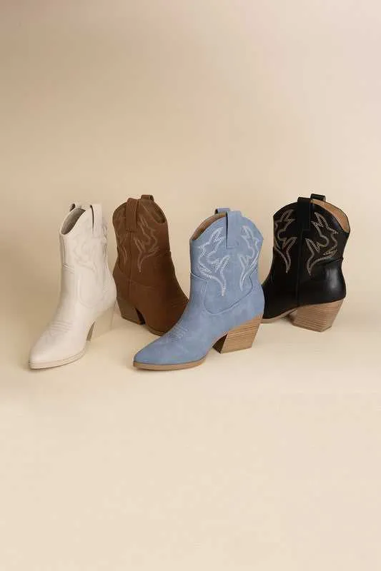 BLAZING WESTERN BLOCK HEEL BOOTIES