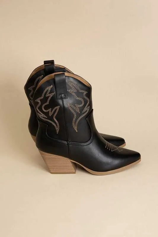 BLAZING WESTERN BLOCK HEEL BOOTIES