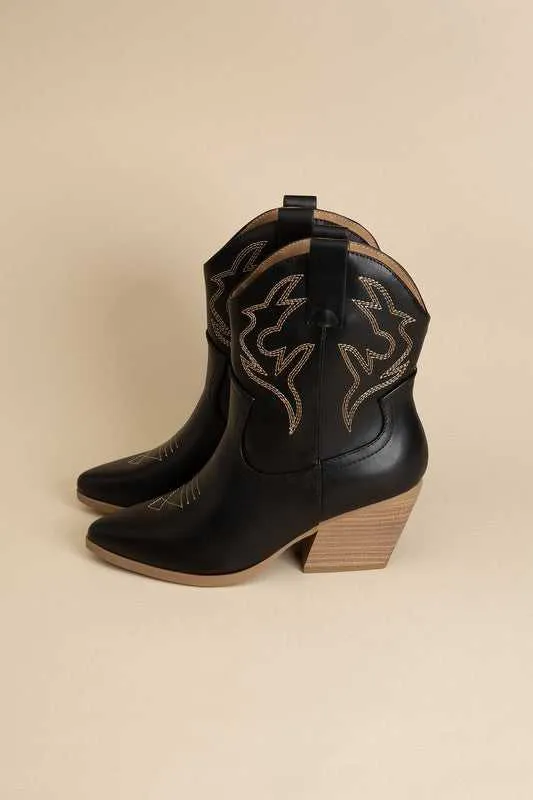 BLAZING WESTERN BLOCK HEEL BOOTIES