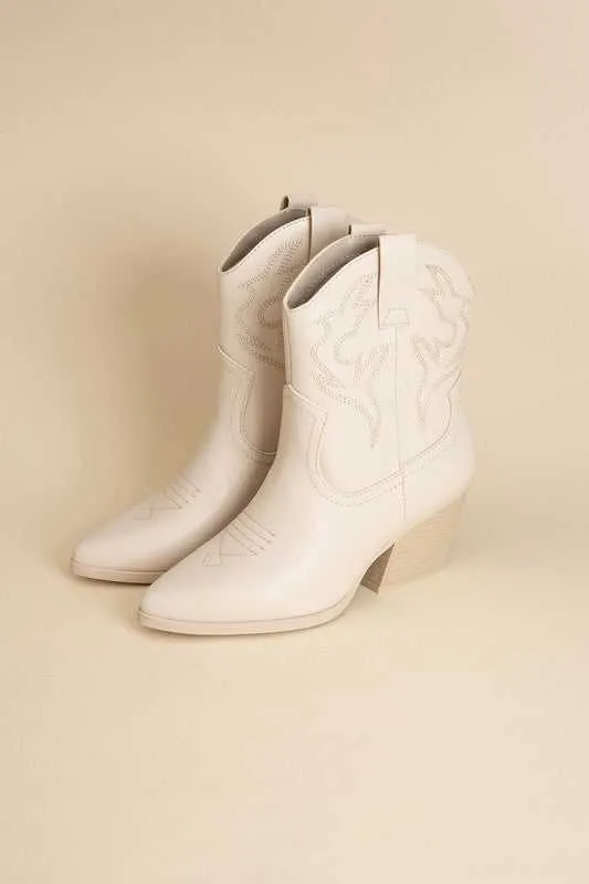 BLAZING WESTERN BLOCK HEEL BOOTIES
