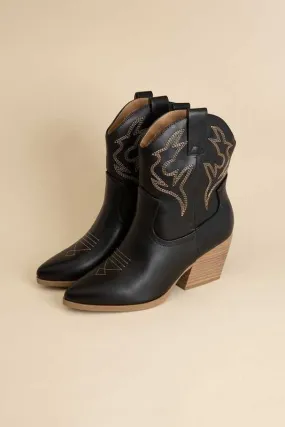 BLAZING WESTERN BLOCK HEEL BOOTIES