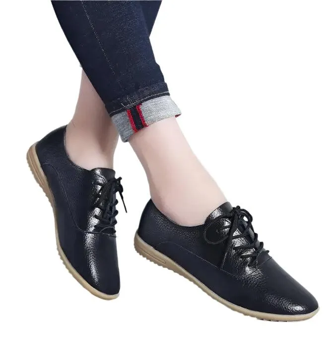 Breathable Women’s Genuine Leather Loafers | Soft Summer Flats