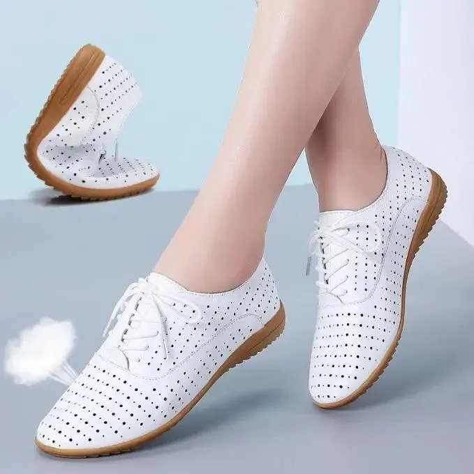 Breathable Women’s Genuine Leather Loafers | Soft Summer Flats