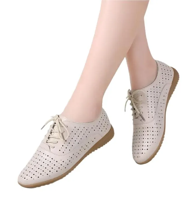 Breathable Women’s Genuine Leather Loafers | Soft Summer Flats