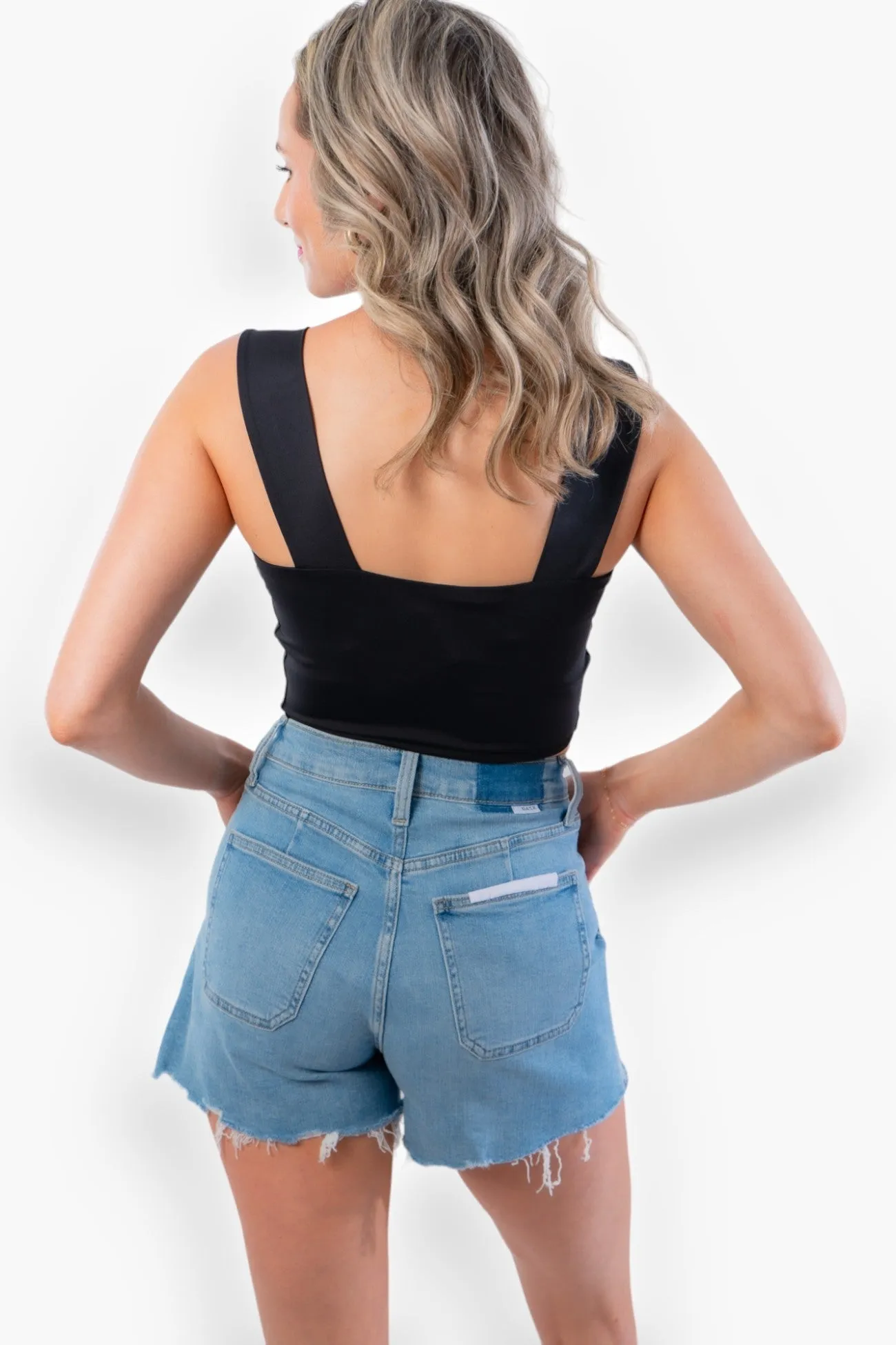 Clare Black Thick Strap Seamless Crop Top