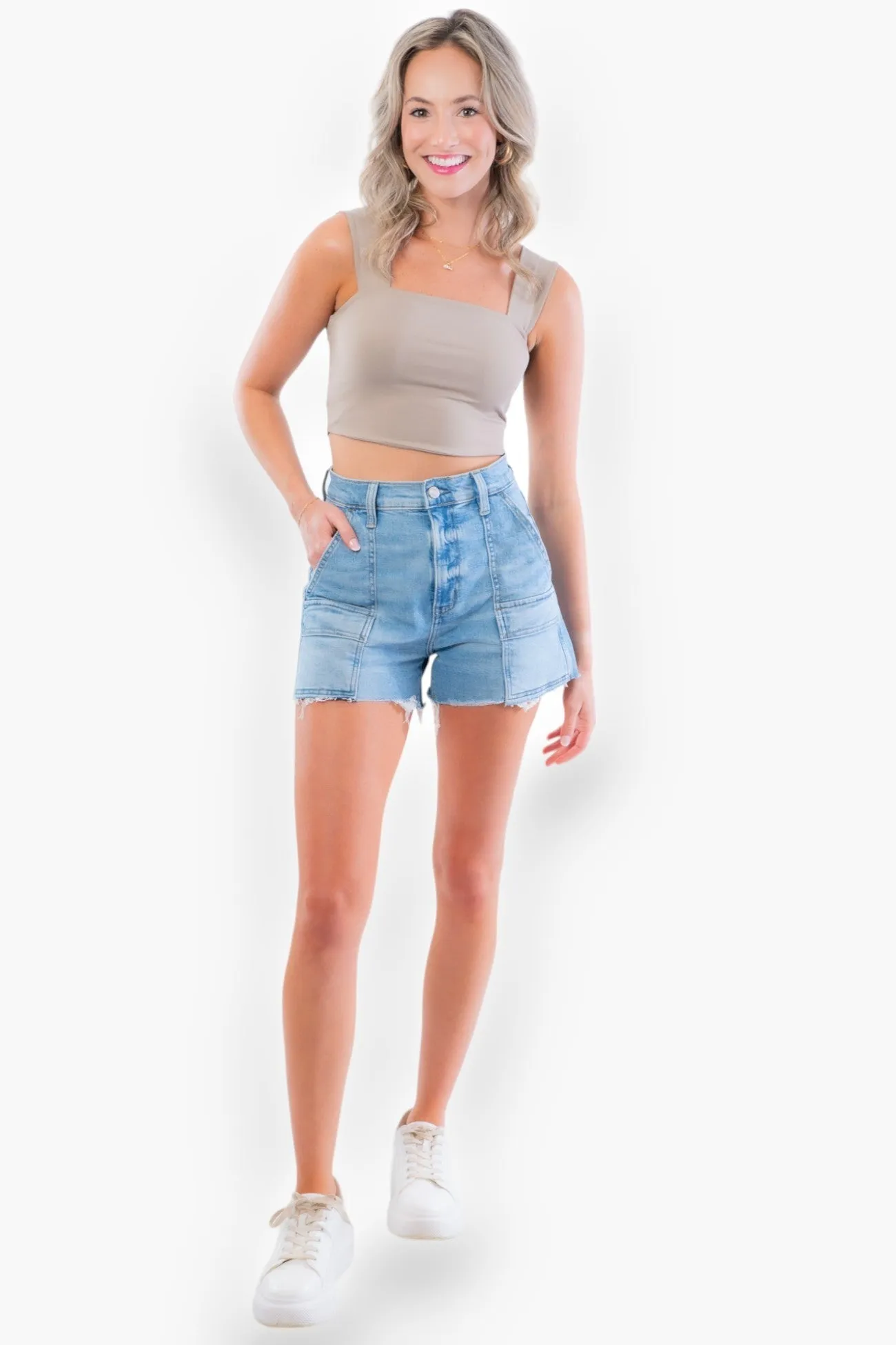 Clare Taupe Thick Strap Seamless Crop Top