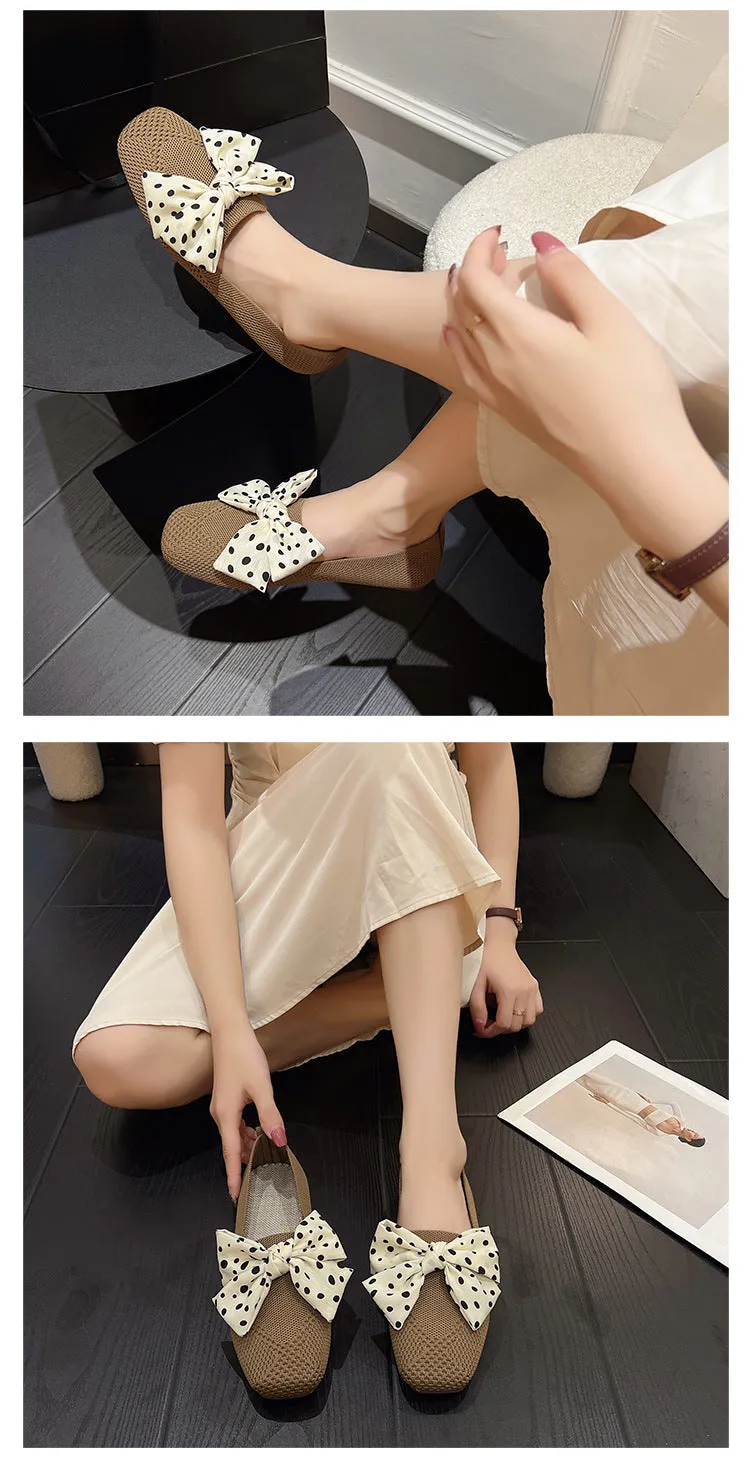 Classic Bow Knitted Breathable Women's Loafers