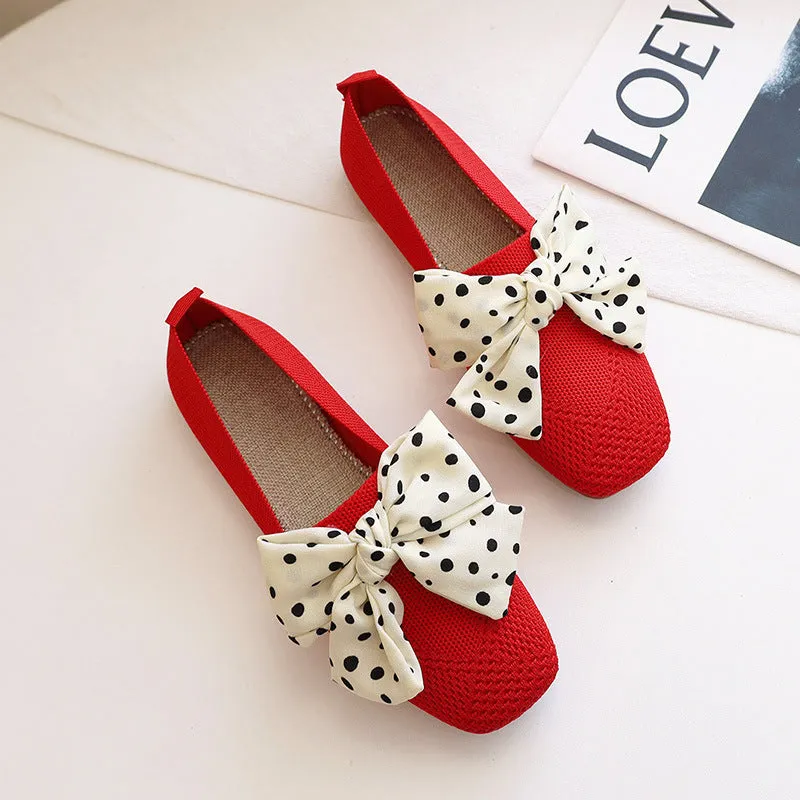 Classic Bow Knitted Breathable Women's Loafers