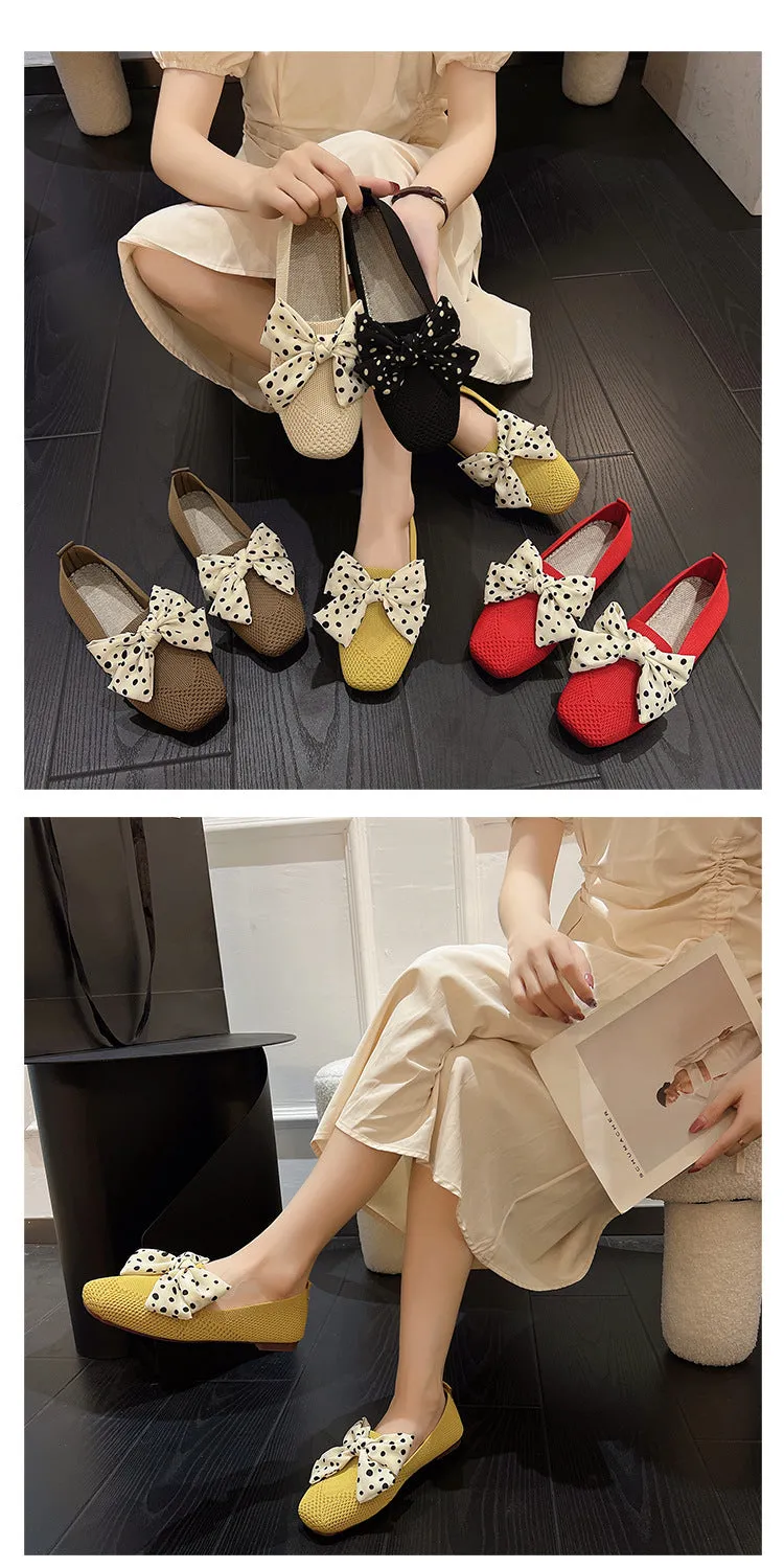 Classic Bow Knitted Breathable Women's Loafers