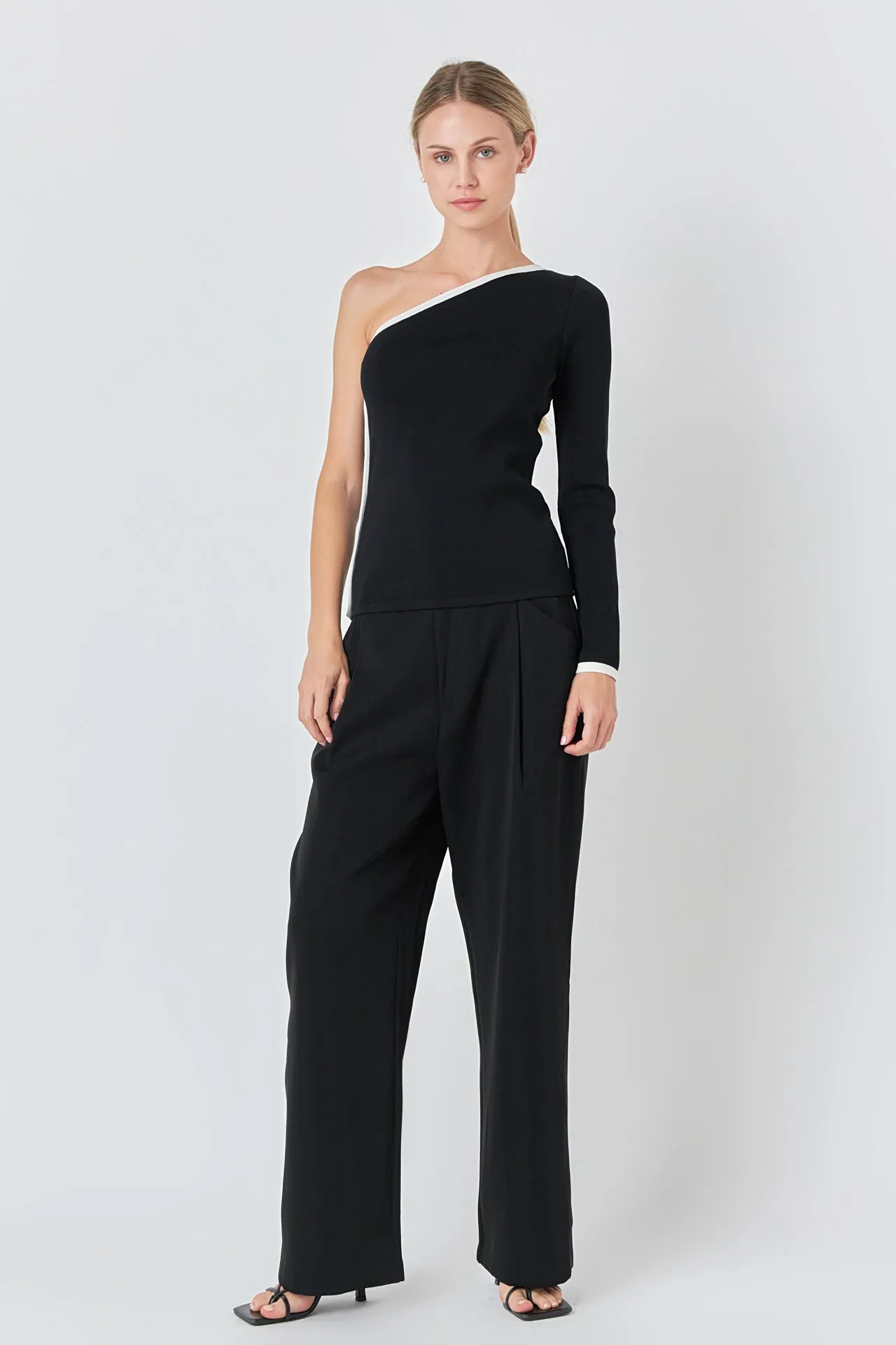 Contrast Binding Asymmetrical Tops