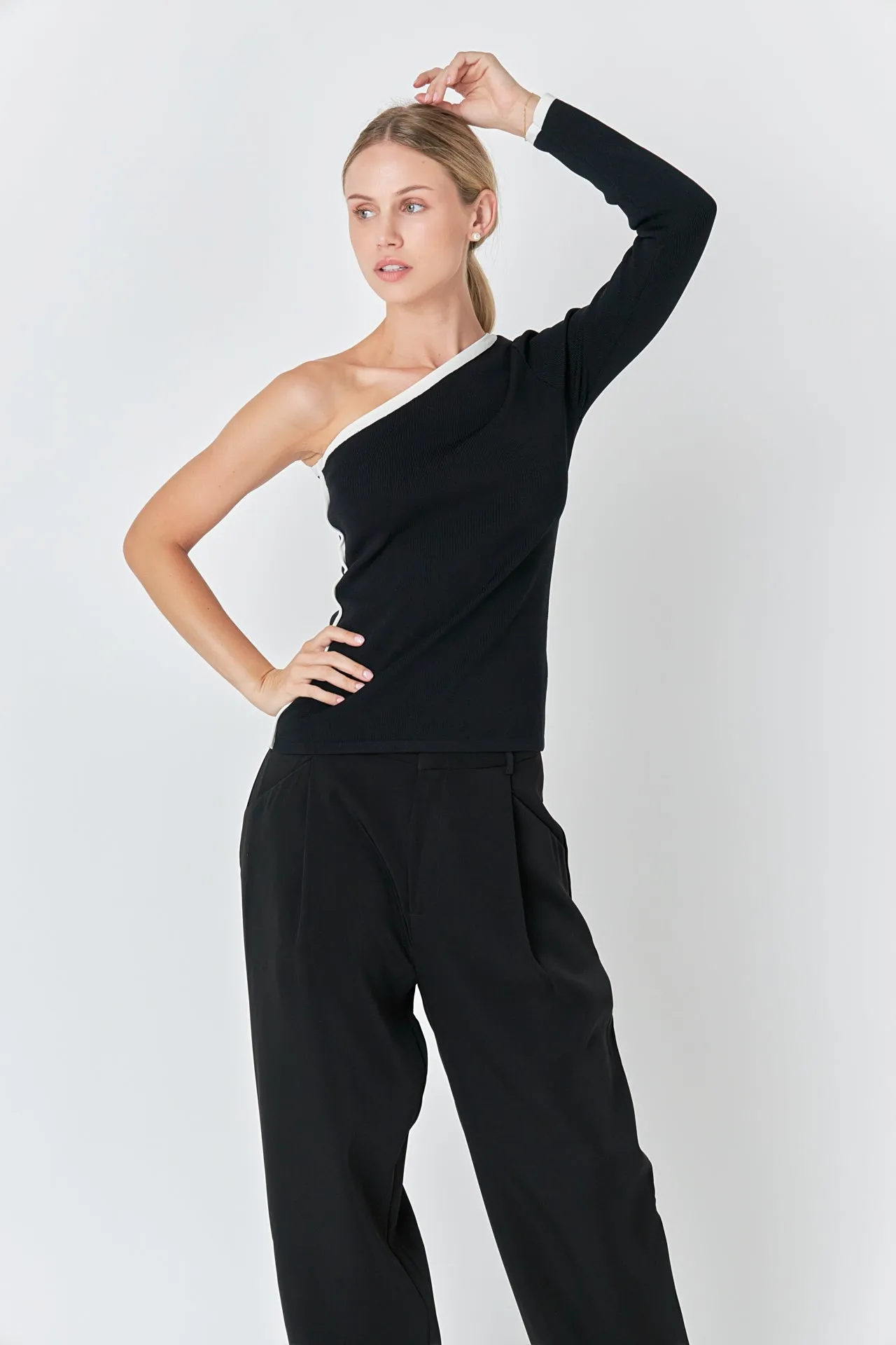Contrast Binding Asymmetrical Tops