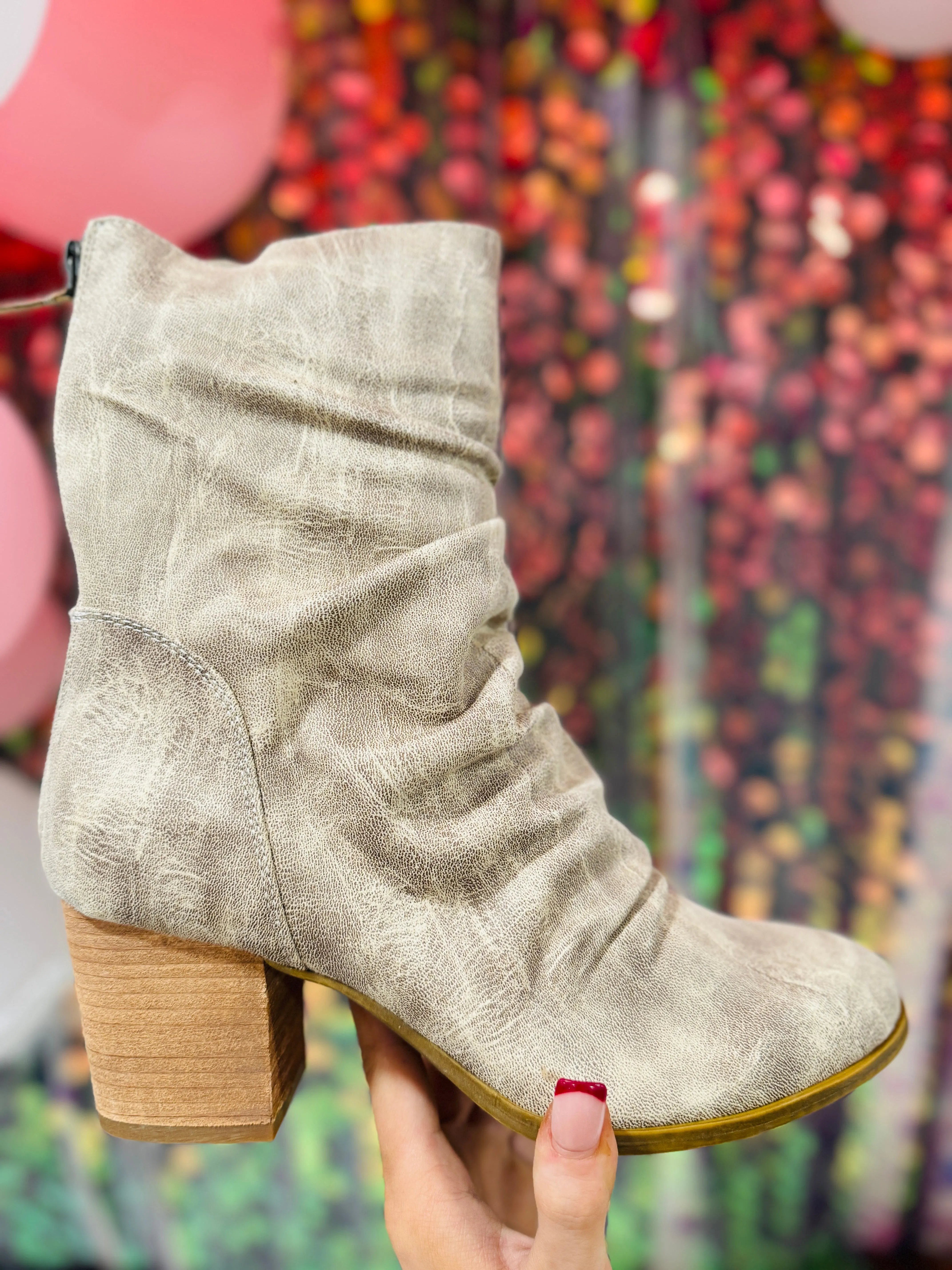 Cream Preston Scrunch Booties