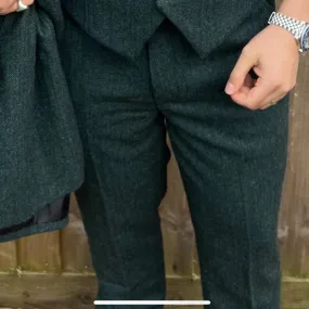 Derby Green herringbone Tweed Trousers