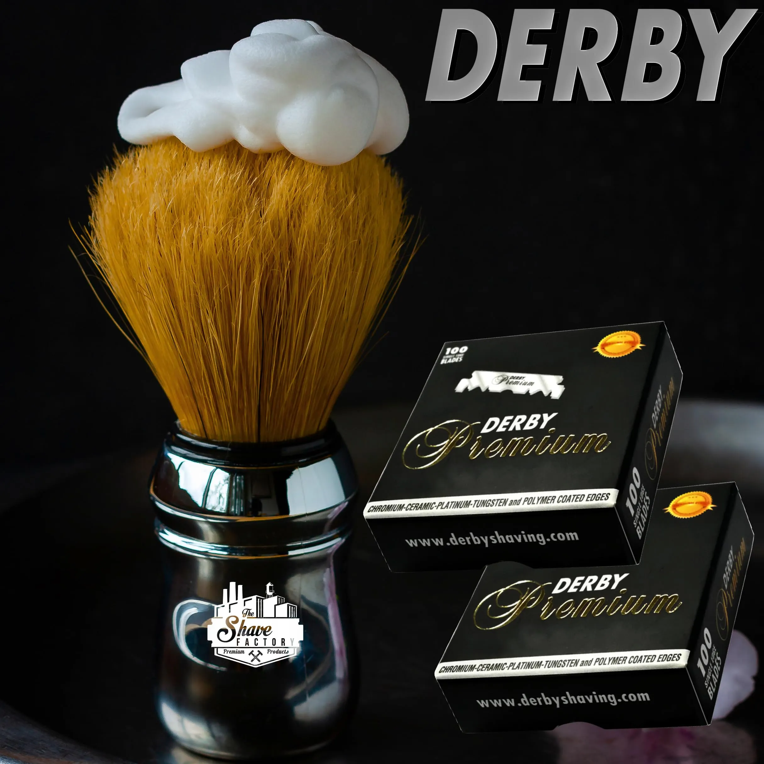 Derby Premium Single Edge Razor Blades, Razor Blades, Single Edge, Ultra Sharp, Chromium - Ceramic - Platinum - Tungsten and Polymer Coated Edges (50)