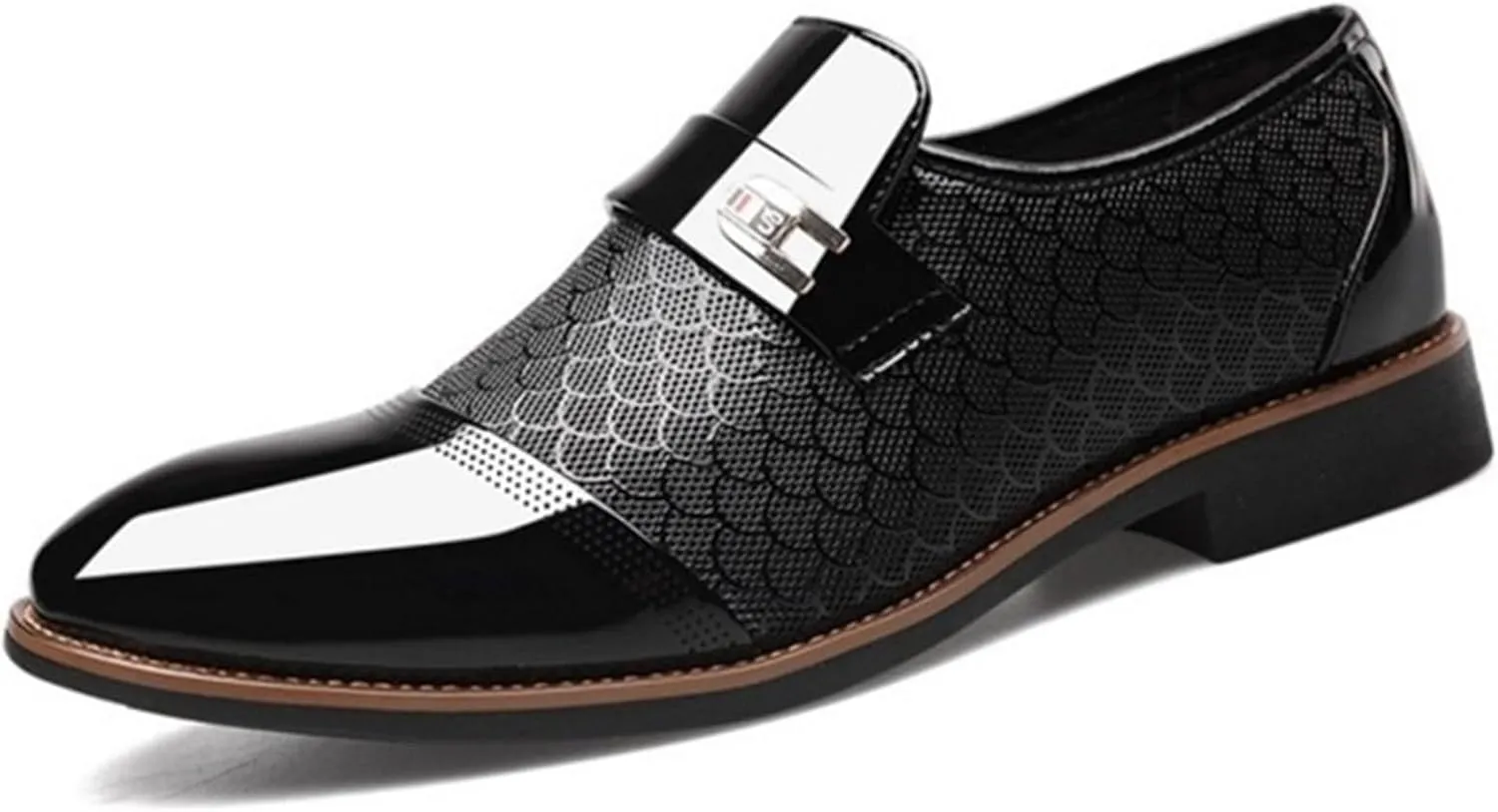 Dress Shoes for Men Men's Designer Patent Leather Oxfords Stylish Pointed Toe Flats for Office Daily Wear