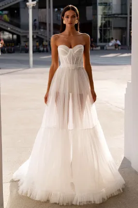 Everlasting Love Strapless Trendy A-Line Sheer Wedding Dress