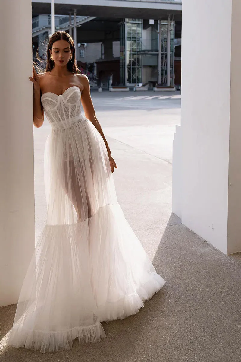 Everlasting Love Strapless Trendy A-Line Sheer Wedding Dress