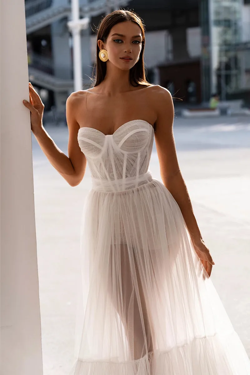 Everlasting Love Strapless Trendy A-Line Sheer Wedding Dress