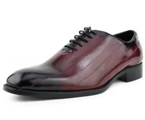 Exotic Elegance Burgundy Eel Skin Oxfords Women’s