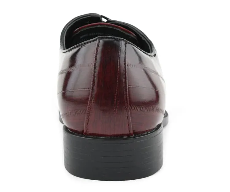 Exotic Elegance Burgundy Eel Skin Oxfords Women’s