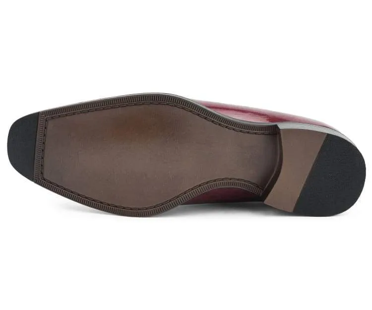 Exotic Elegance Burgundy Eel Skin Oxfords Women’s