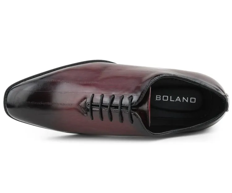 Exotic Elegance Burgundy Eel Skin Oxfords Women’s