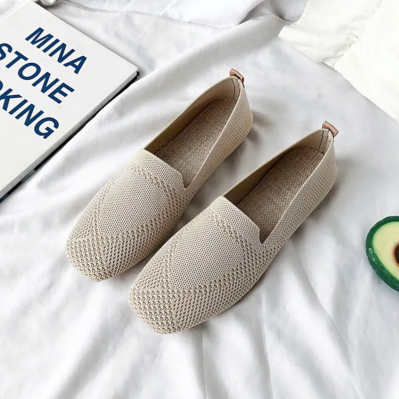 Fashion one-pedal woven breathable flat-soled loafers