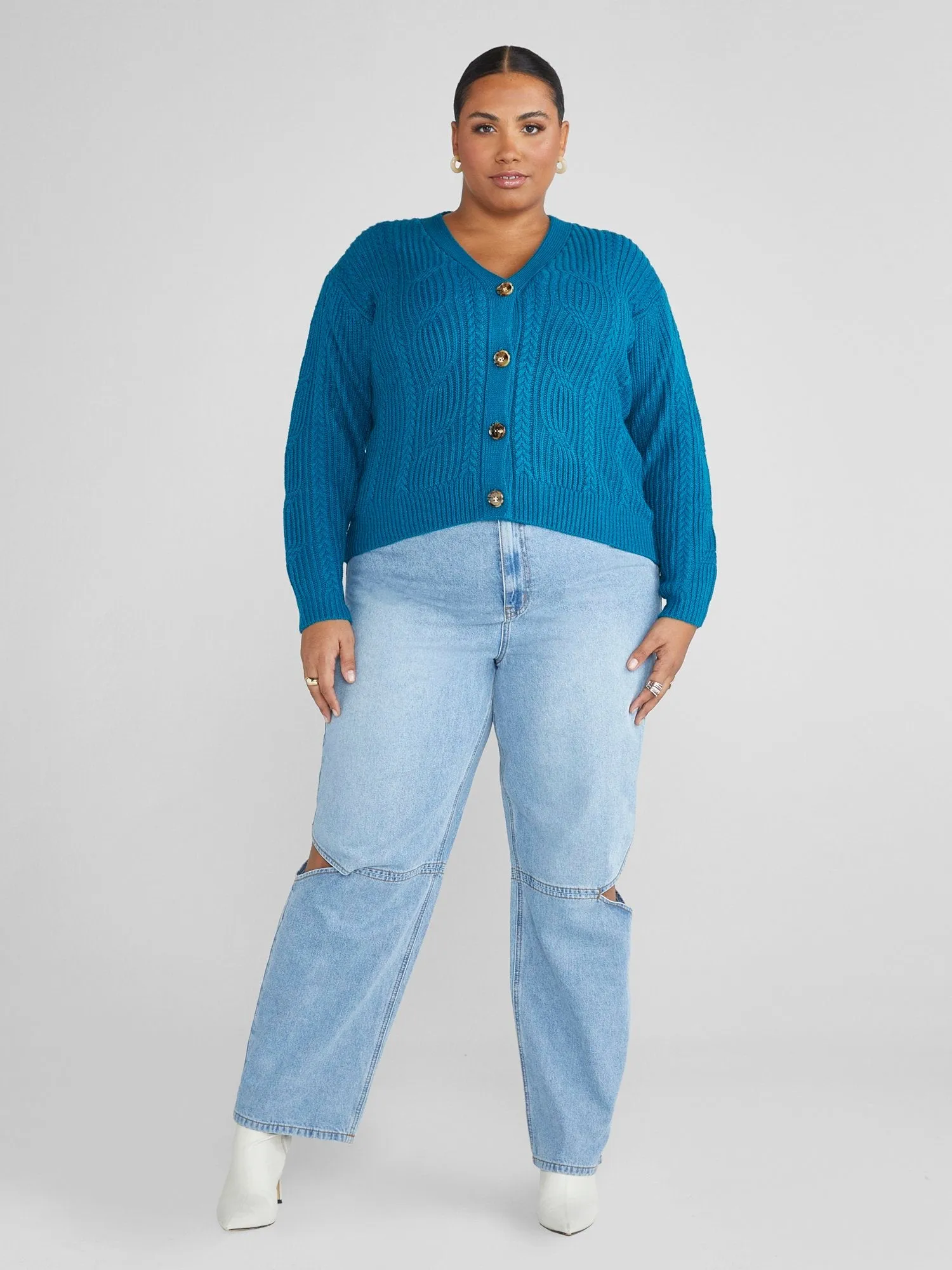 Fashion To Figure - Katya V-Neck Cropped Cardigan