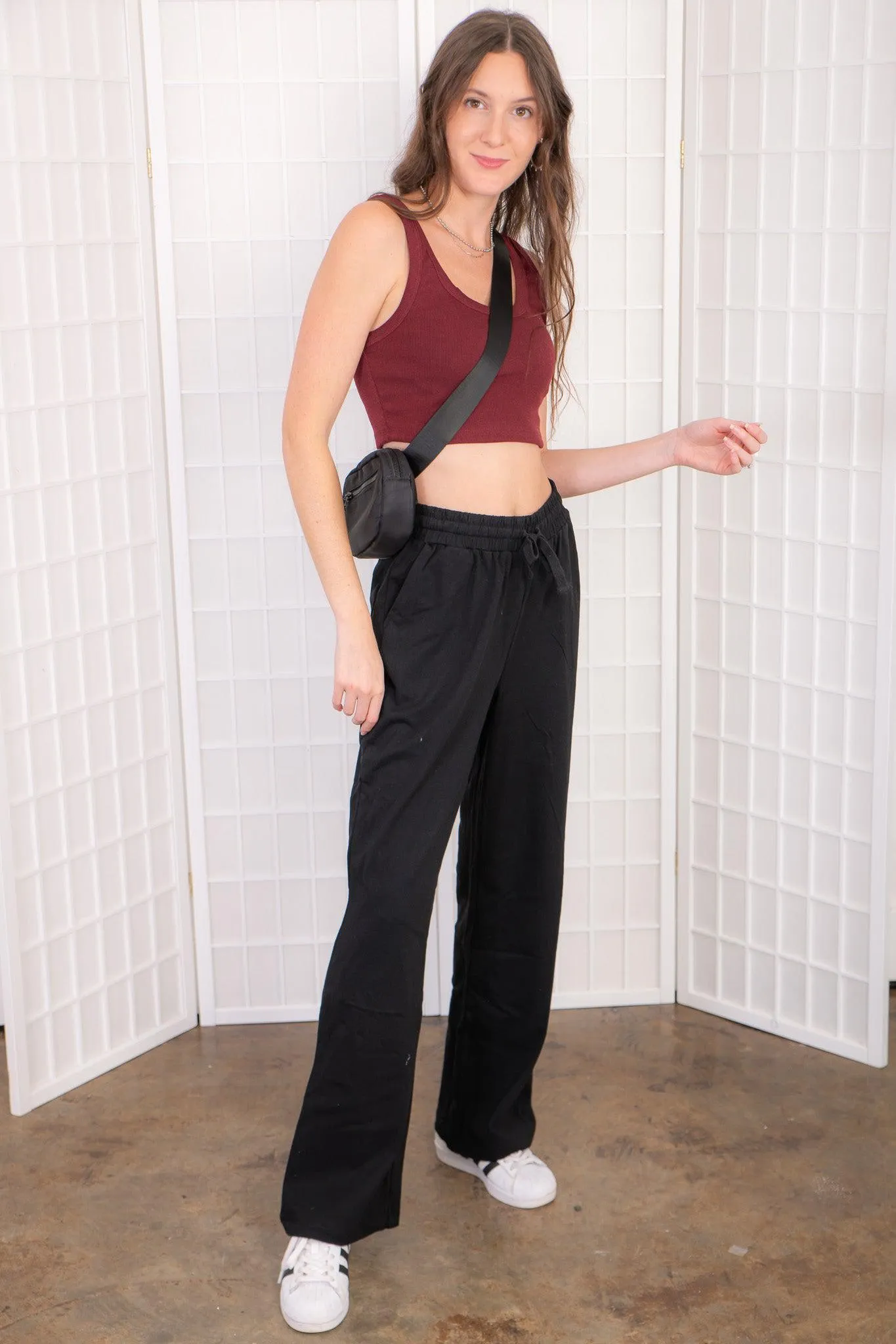 Good Times Maroon Ribbed Cropped Tank