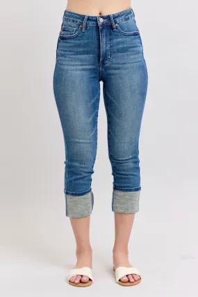 Judy Blue High Waist Tummy Control Cuff Capri