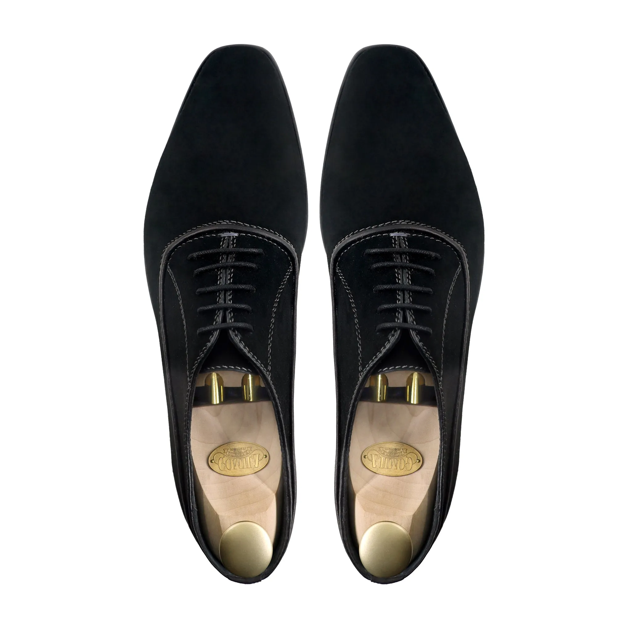 kayokan - Men's Black Kid Suede Oxford Shoe