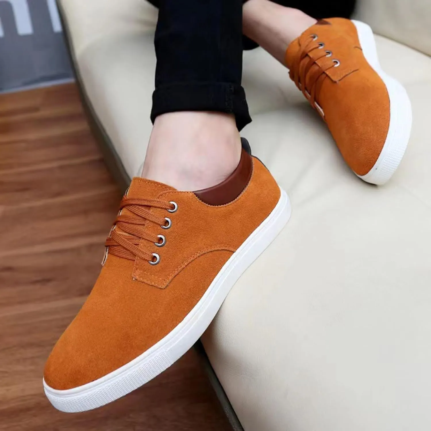 KtEli Men's Sneakers Lace-Up Lightweight Casual Walking ShoesMens Canvas Shoes Classic Men's Canvas Sneakers Low Top ShoesLace up Comfortable Skate Casual Shoes (Color : Yellow, Size : 48)