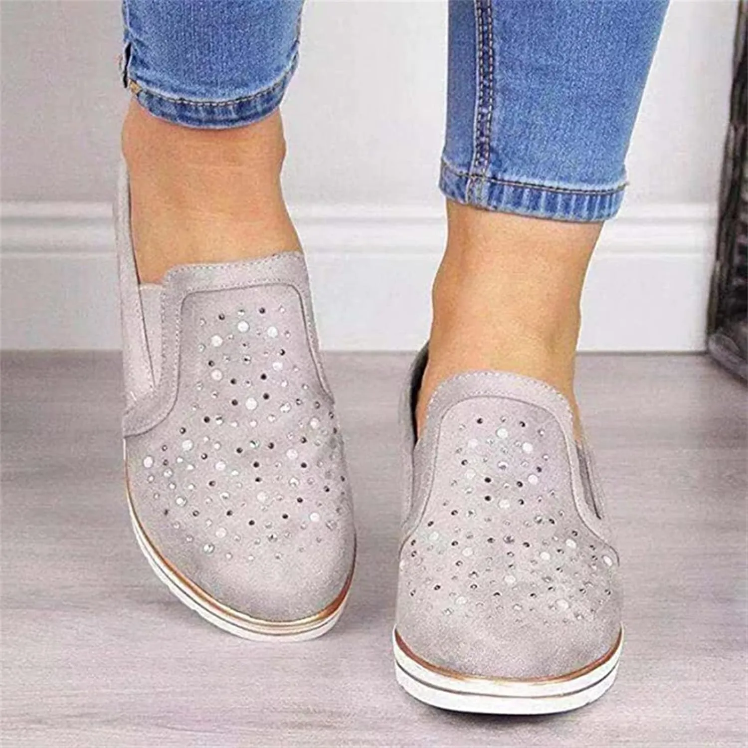 Ladmiple Shoes For Women Sneakers Slip Ons Walking Shoes Casual Lace Up Dressy Summer Fashion Cute Platform Flats Loafer