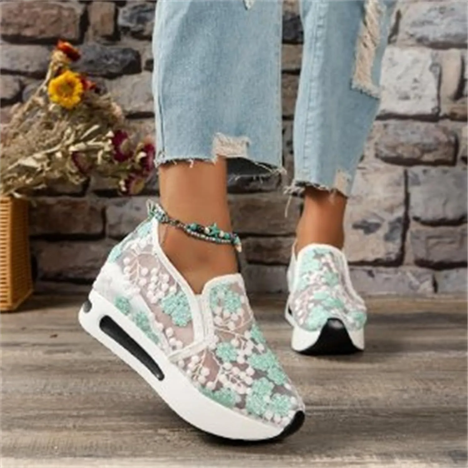 Ladmiple Sneakers For Women Comfortable Shoes Fashion Slip On Walking Shoes Dressy Casual Summer Platform Flats Loafers