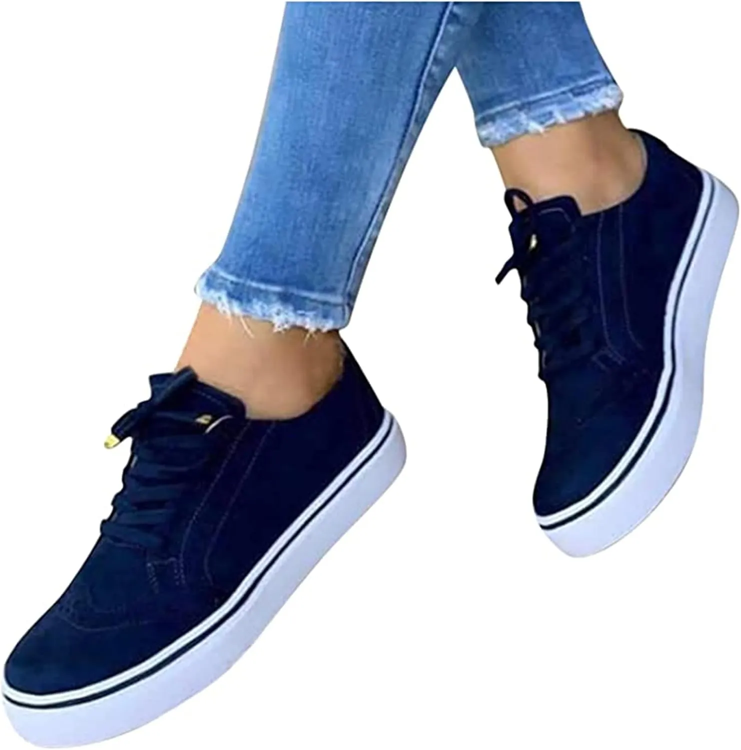 Ladmiple Sneakers For Women Slip On Wide Width Lace ups Casual Canvas Walking Shoes Dressy Summer Fashion Flats Loafers