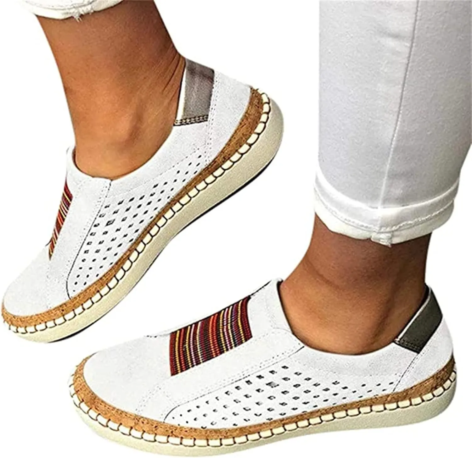 Lausiuoe Sneakers For Women Wide Width Comfortable Low Top Casual Canvas Shoes Fashion Slip On Walking Flat Loafers