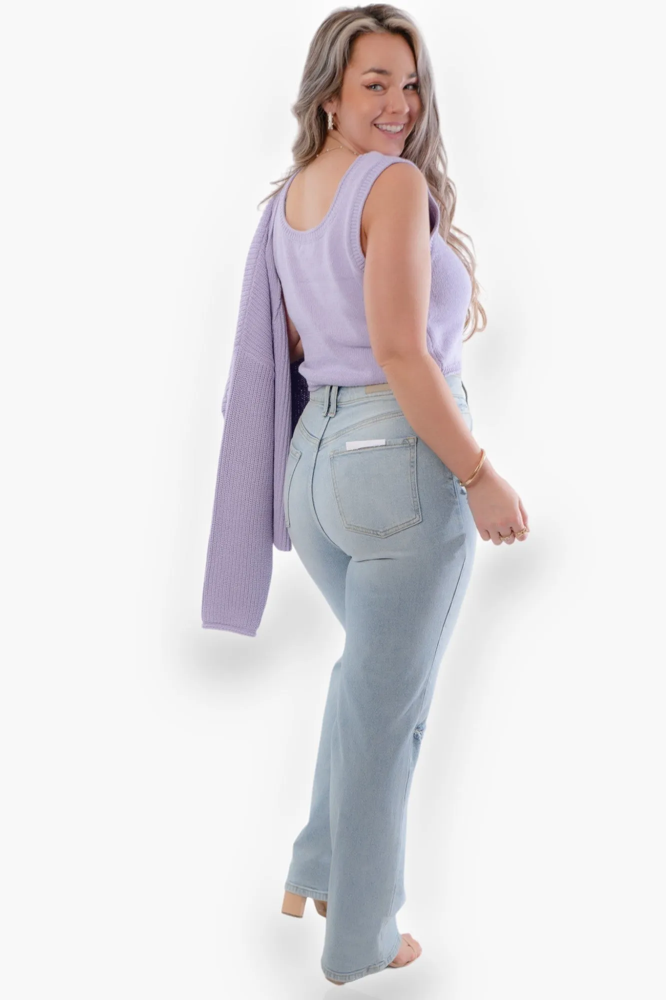 Lea Lavender Knit Cropped Tank Top