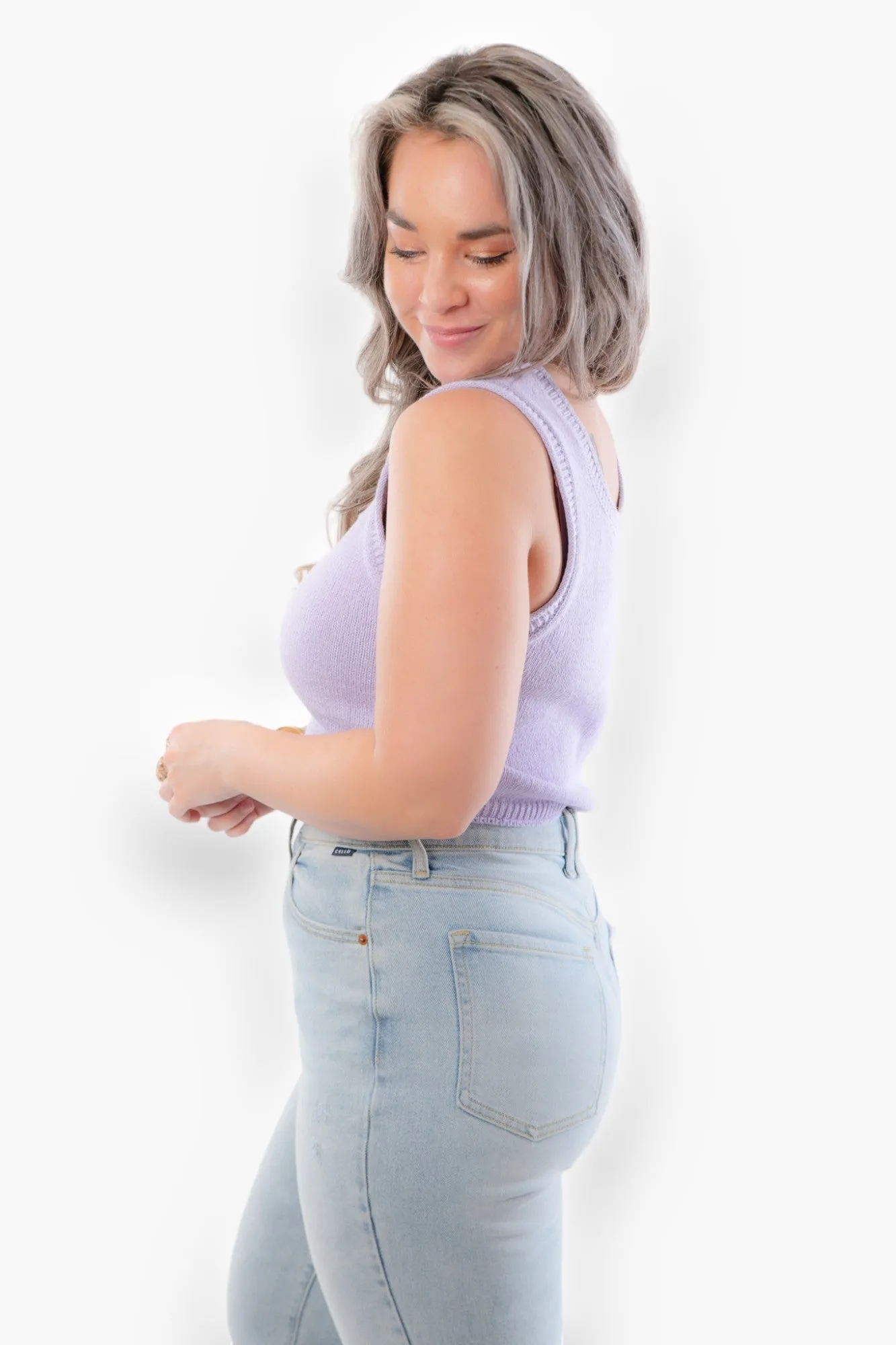 Lea Lavender Knit Cropped Tank Top