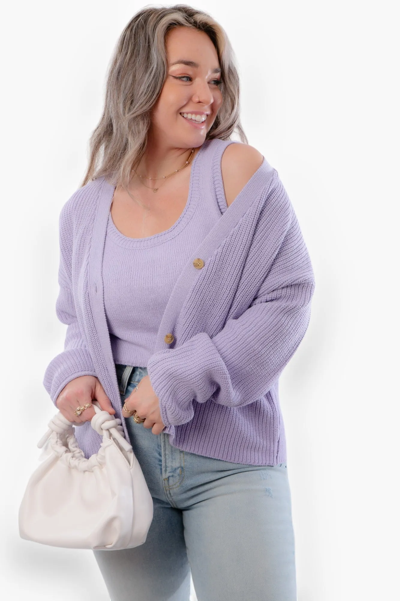 Lea Lavender Knit Cropped Tank Top