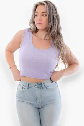 Lea Lavender Knit Cropped Tank Top