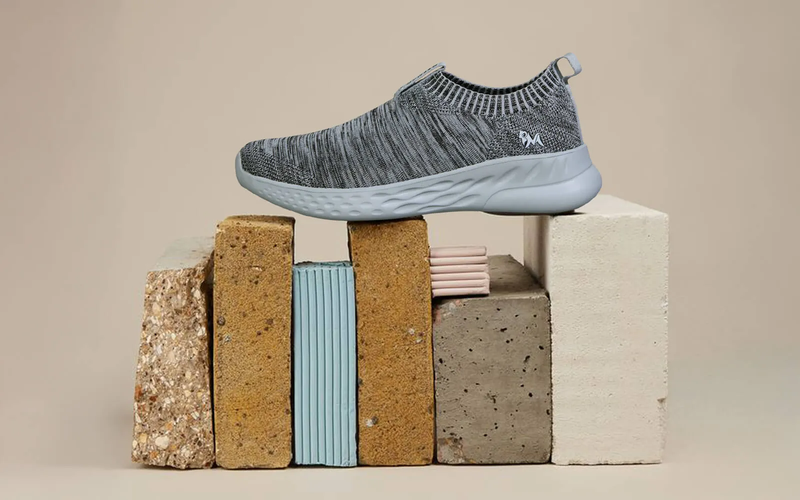 Melange Slip Ons : Grey
